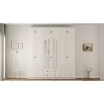 İzel Country 6 Kapak 2 Çekmece Yüklüklü Mega Gardırop