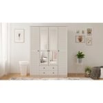 Diva Country 4 Kapak 2 Çekmeceli Aynalı Mega Gardırop