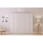 Lina Country 6 Kapak 2 Çekmeceli Aynalı Mega Gardırop