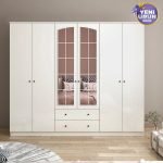 Rose 6 Kapak 2 Çekmece Aynalı Gardırop