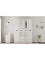 Rumy-S1 Country 4 Kapak 2 Çekmeceli Aynalı Gardırop