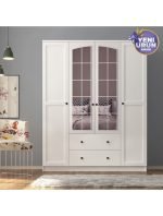 Side Rose 4 Kapak 2 Çekmece Aynalı Gardırop