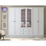 Side Rose 6 Kapak 2 Çekmece Aynalı Mega Gardırop