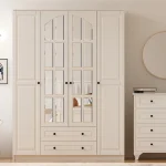 Beyza Country 4 Kapak 2 Çekmeceli Gardırop Şifonyer Komodin Takımı